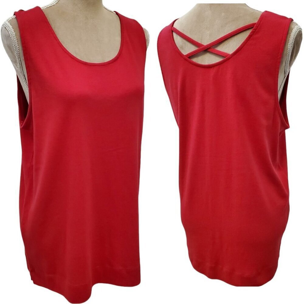 Chico's Supima Cotton Convertible Tank, Size 3 (XL), Cherry Red, NWT